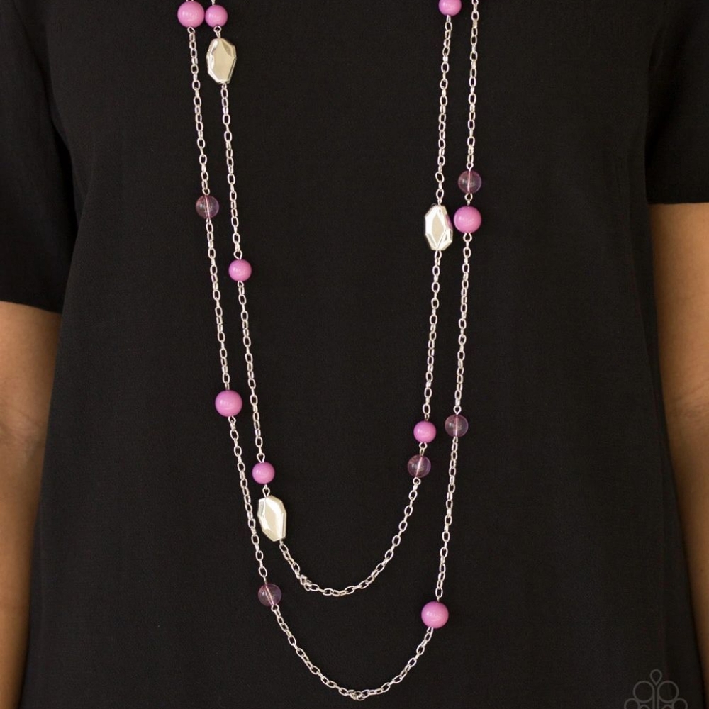 Paparazzi Hitting A Glow Point Purple Necklace Set